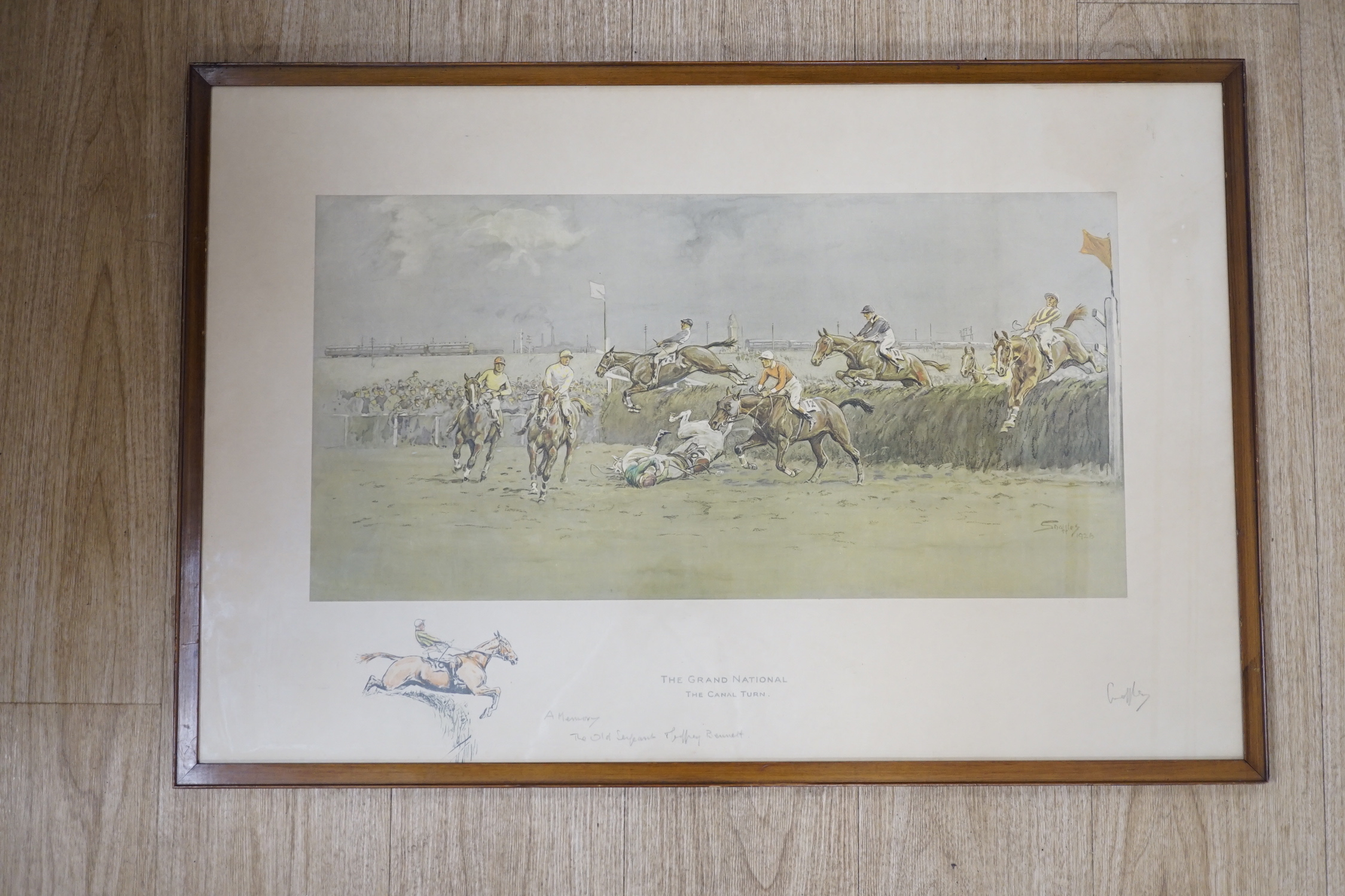 Charles Johnston Payne (Snaffles), colour print, 'The Grand National, The Canal Turn', signed in pencil, overall 53 x 80cm